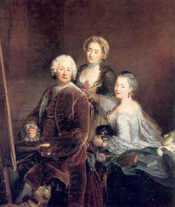 PESNE, Antoine The Artist at Work with his Two Daughters Norge oil painting art